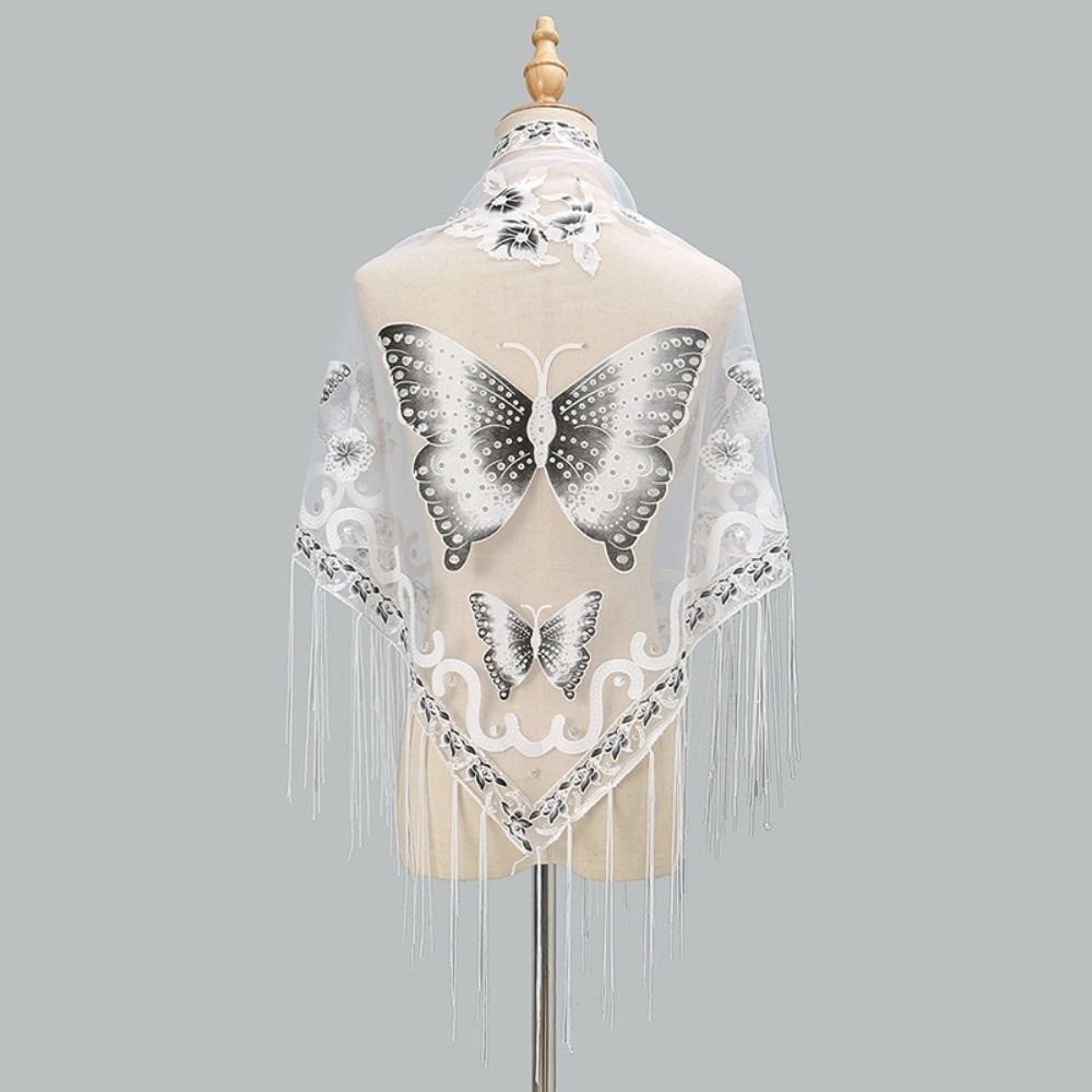 Embroidery Underlay - Luxury Flower Lace Hollow Scarf Butterfly