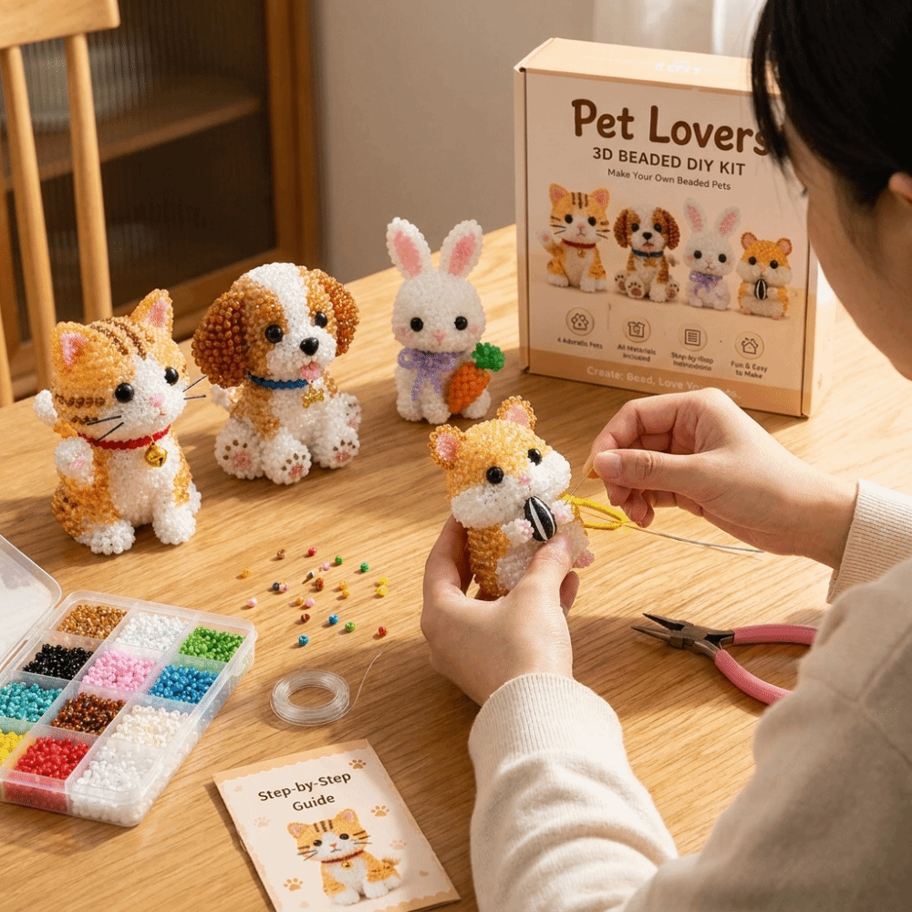 Embroidery Kit Set - Handmade DIY Animal Bead Embroidery Kit