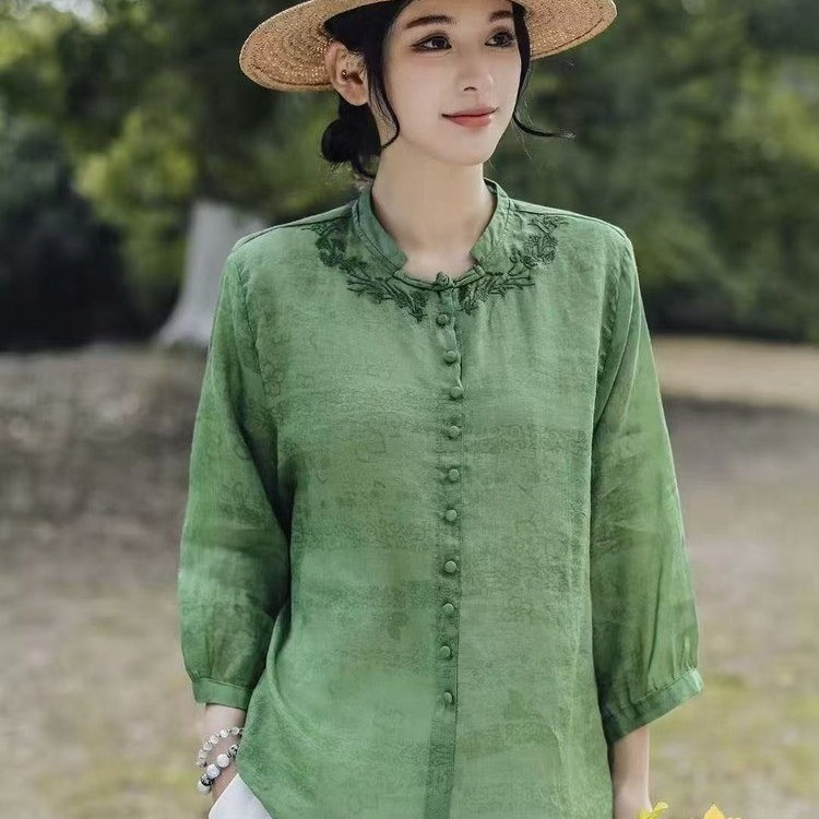 Embroidery Pashmina - Elegant Harajuku Slim Fit Female Loose