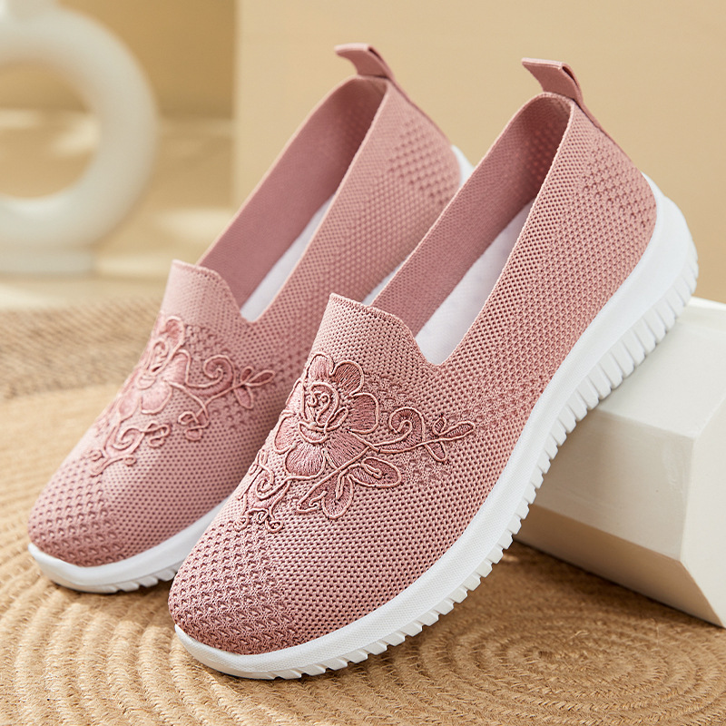 Embroidery Underlay - Flower Embroidery Knit Mesh Slip On