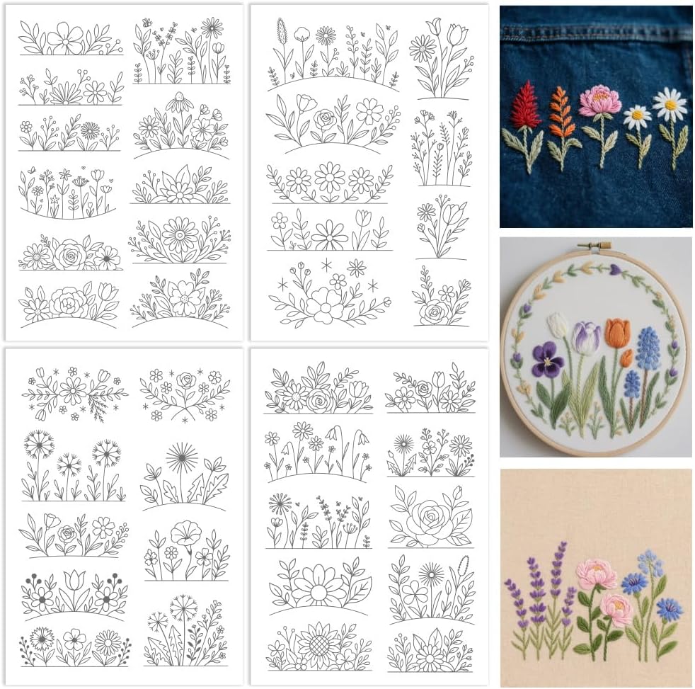 Embroidery Sheet - Flowers Water Soluble Stabilizer for Embroidery
