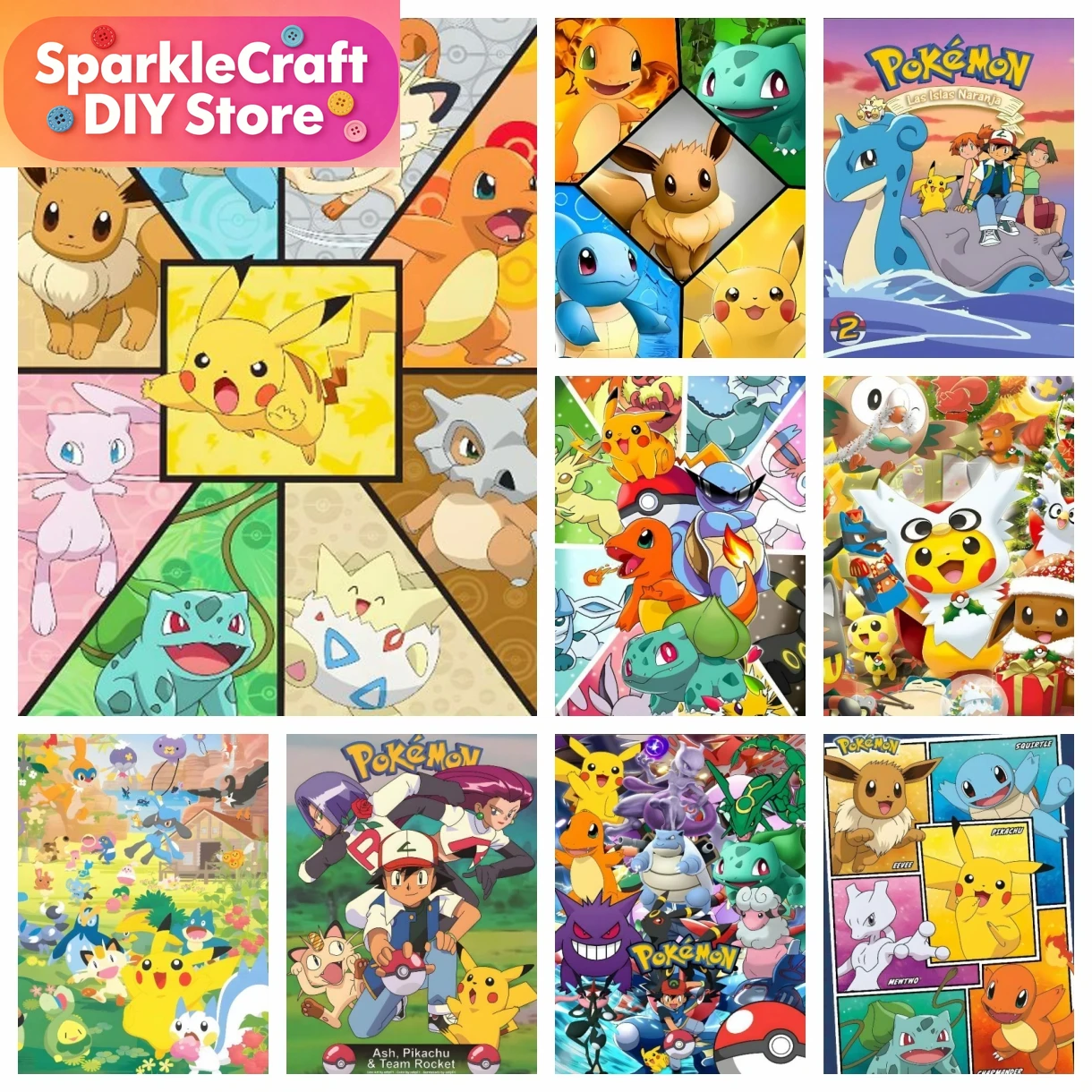 Embroidery Kit Set - 1pc frameless Cartoon Pokemon Anime Diamond