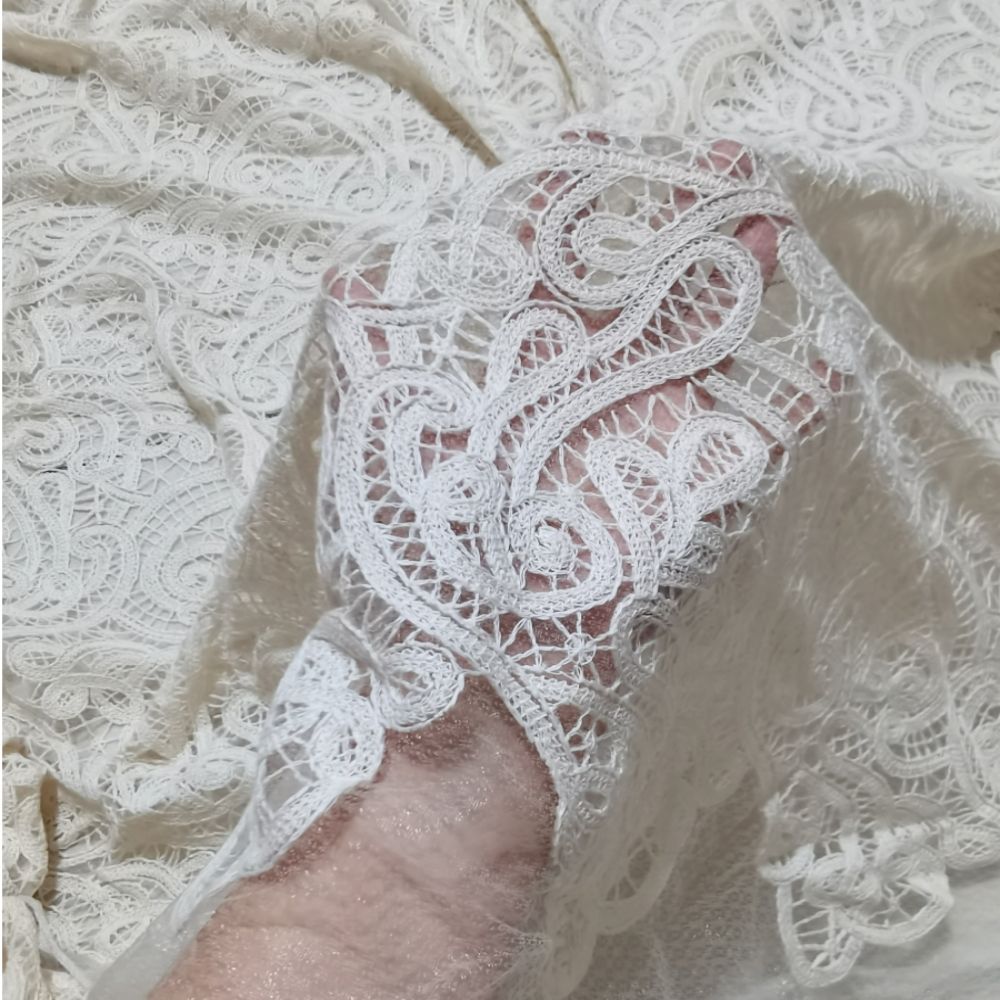 Embroidery Underlay - Cotton yarn diamond mesh base ivory