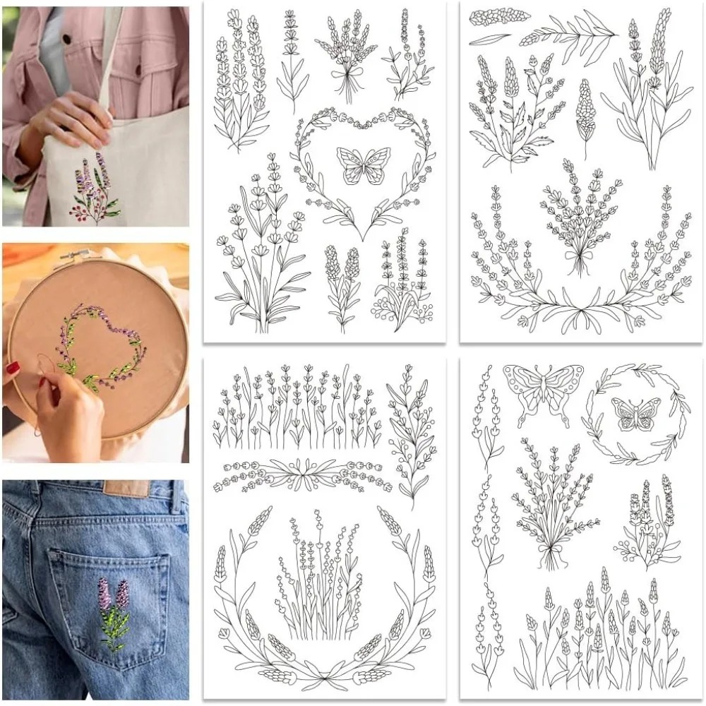 4 Sheets Lavender Flower Butte - Embroidery Sheet ulasan dan harga
