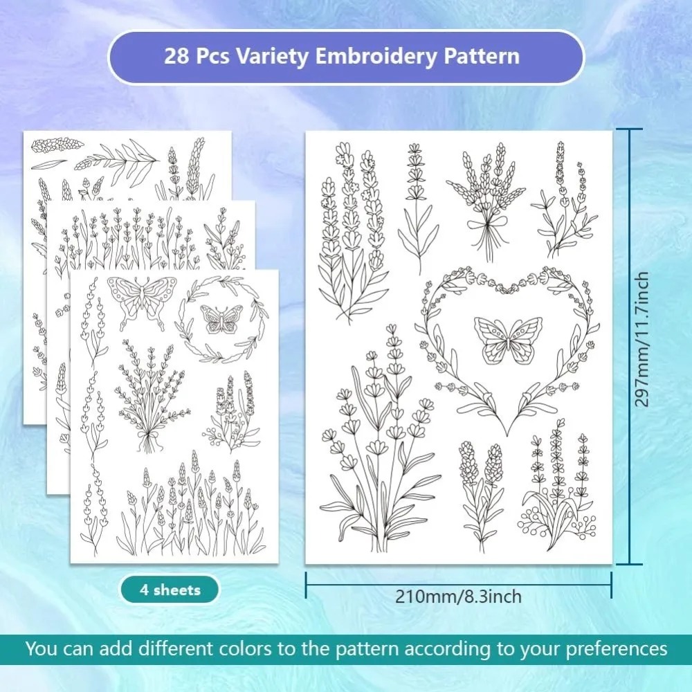 4 Sheets Lavender Flower Butte - Embroidery Sheet ulasan dan harga