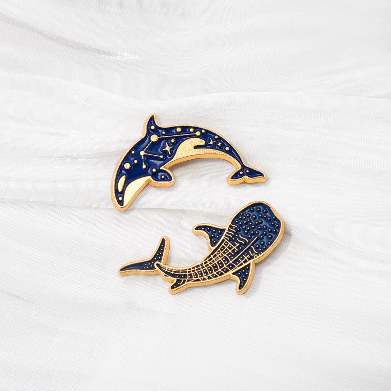 Cute Blue Whale Dolphin Brooch - Embroidery Whale ulasan dan harga