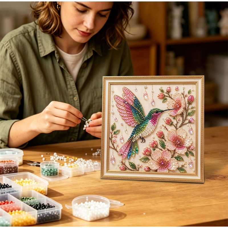 Bird Pearl Art DIY Kit Cardina - Embroidery Kit Set ulasan dan harga
