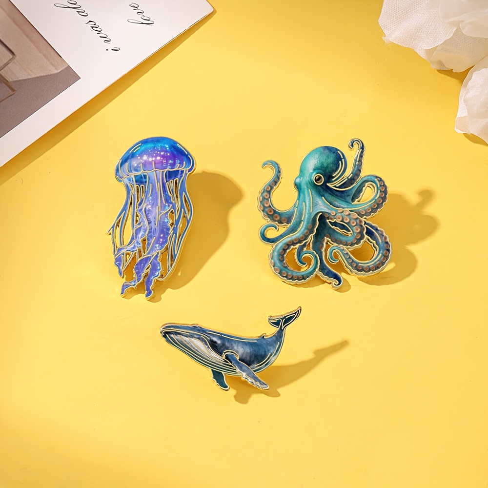 Jellyfish Octopus Whale Enamel - Embroidery Whale ulasan dan harga