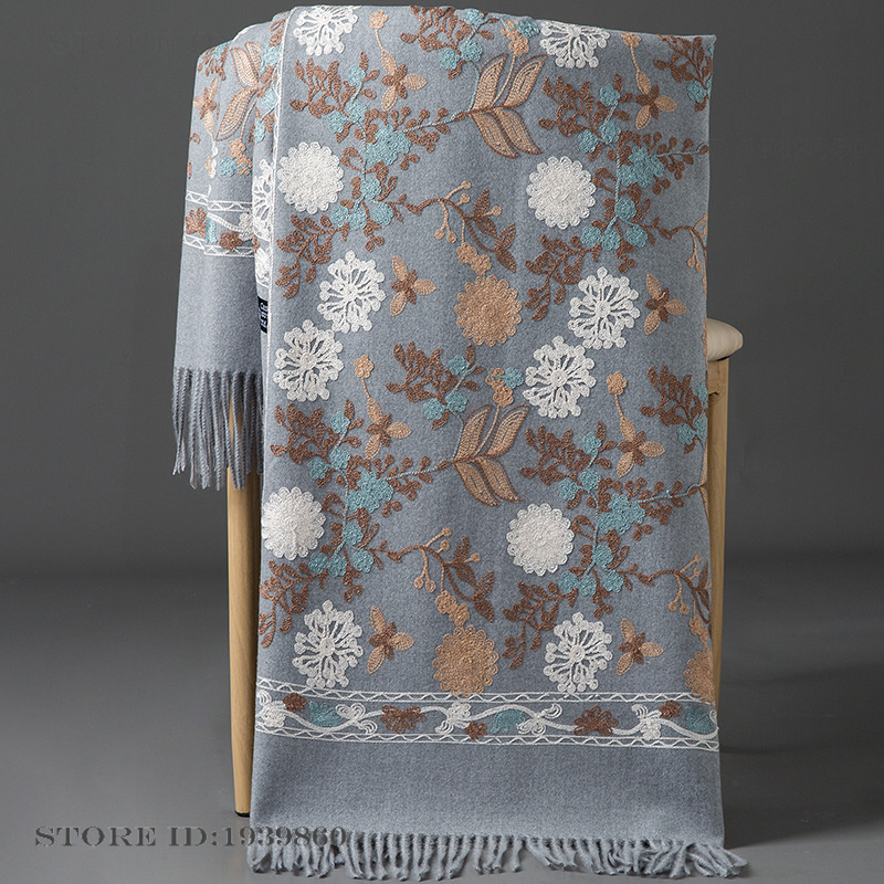 Women's Cashmere Pashmina Scar - Embroidery Pashmina ulasan dan harga