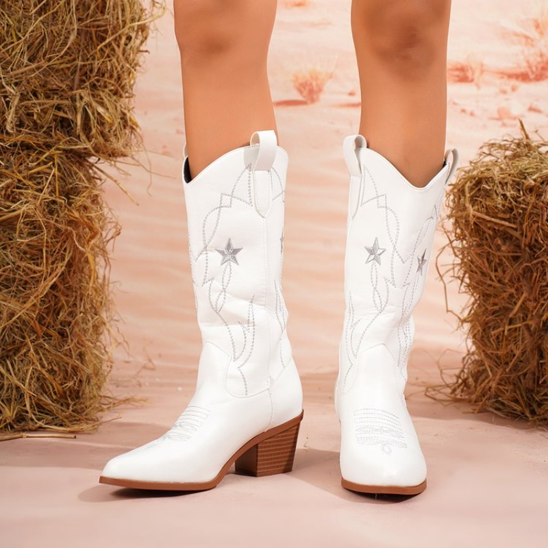Women's Boots Mid-Calf Pointed - Embroidery Details ulasan dan harga