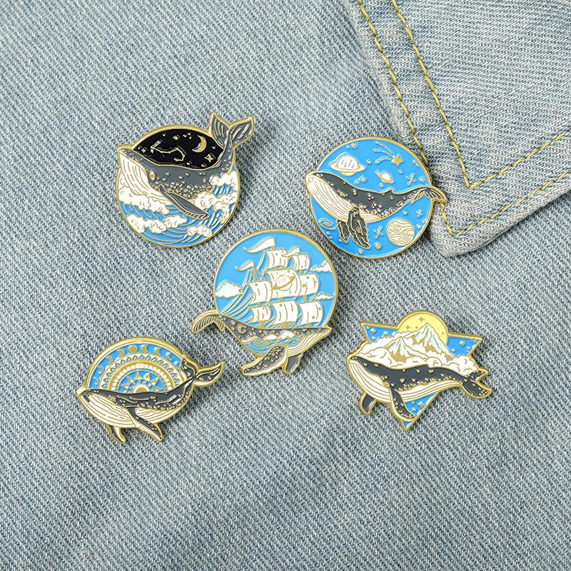 Ocean Animal Enamel Pins Whale - Embroidery Whale ulasan dan harga