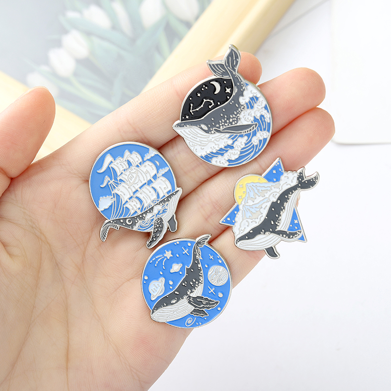 Ocean Animal Enamel Pins Whale - Embroidery Whale ulasan dan harga