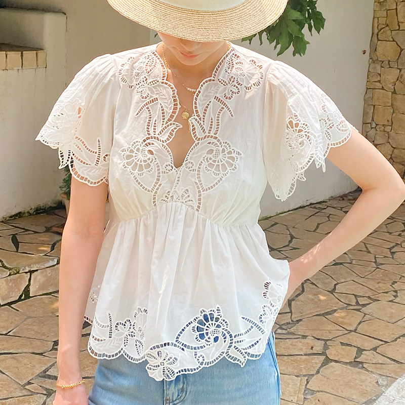 French Style Floral Eyelet Emb - Embroidery Eyelet ulasan dan harga