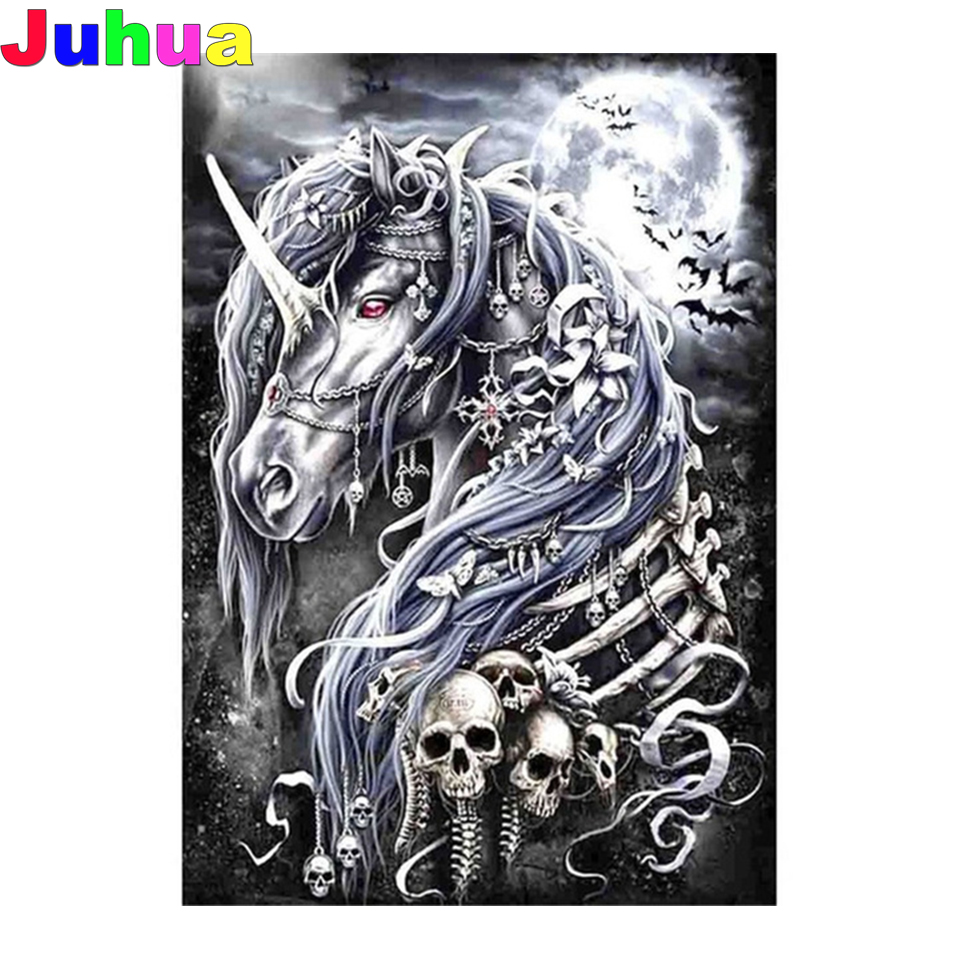 Skull unicorn Full drill Diamo - Embroidery Unicorn ulasan dan harga