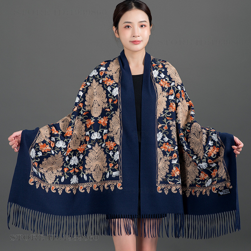 Embroidered Pashmina Cashmere  - Embroidery Pashmina ulasan dan harga