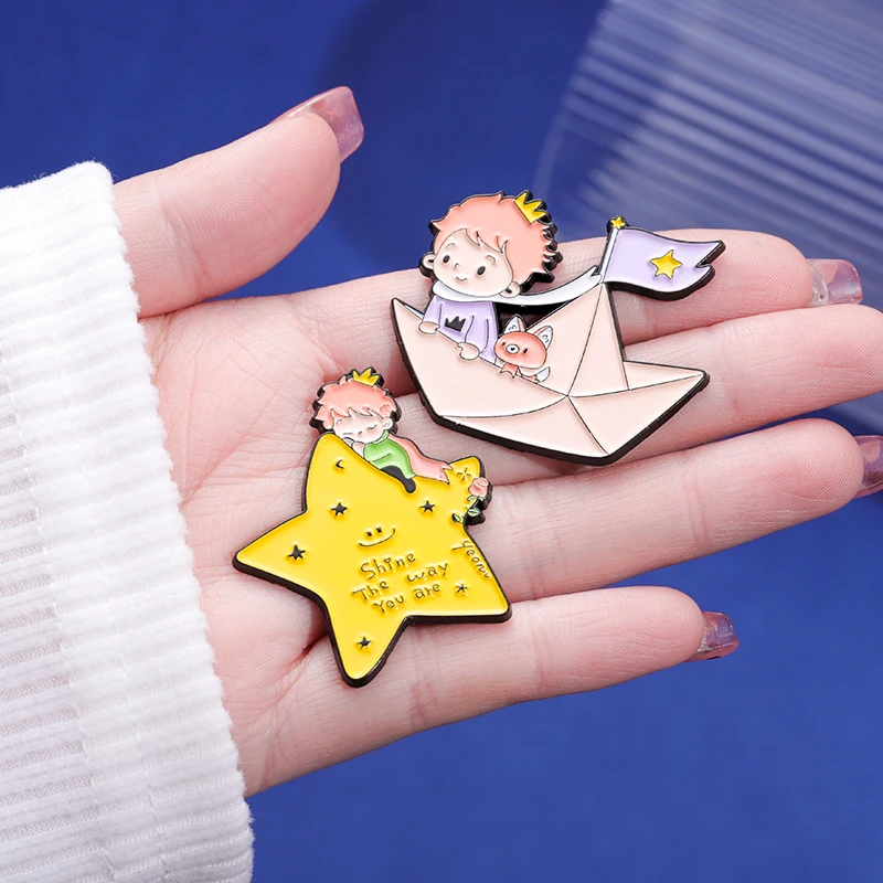Boy and Fox Rose Enamel Pins C - Embroidery Whale ulasan dan harga